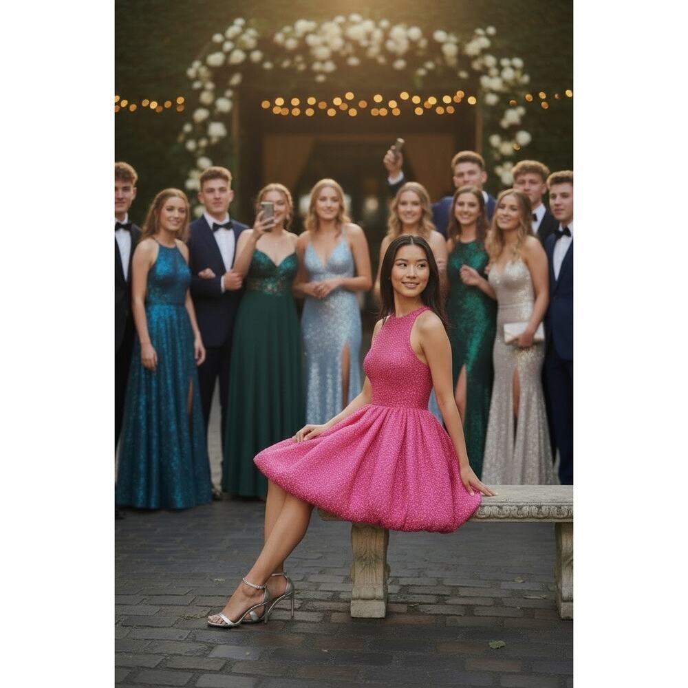 BUBBLE hem mini dress in pink sequin Size 8 NWOT Vixen Prom  ASOS LUXE